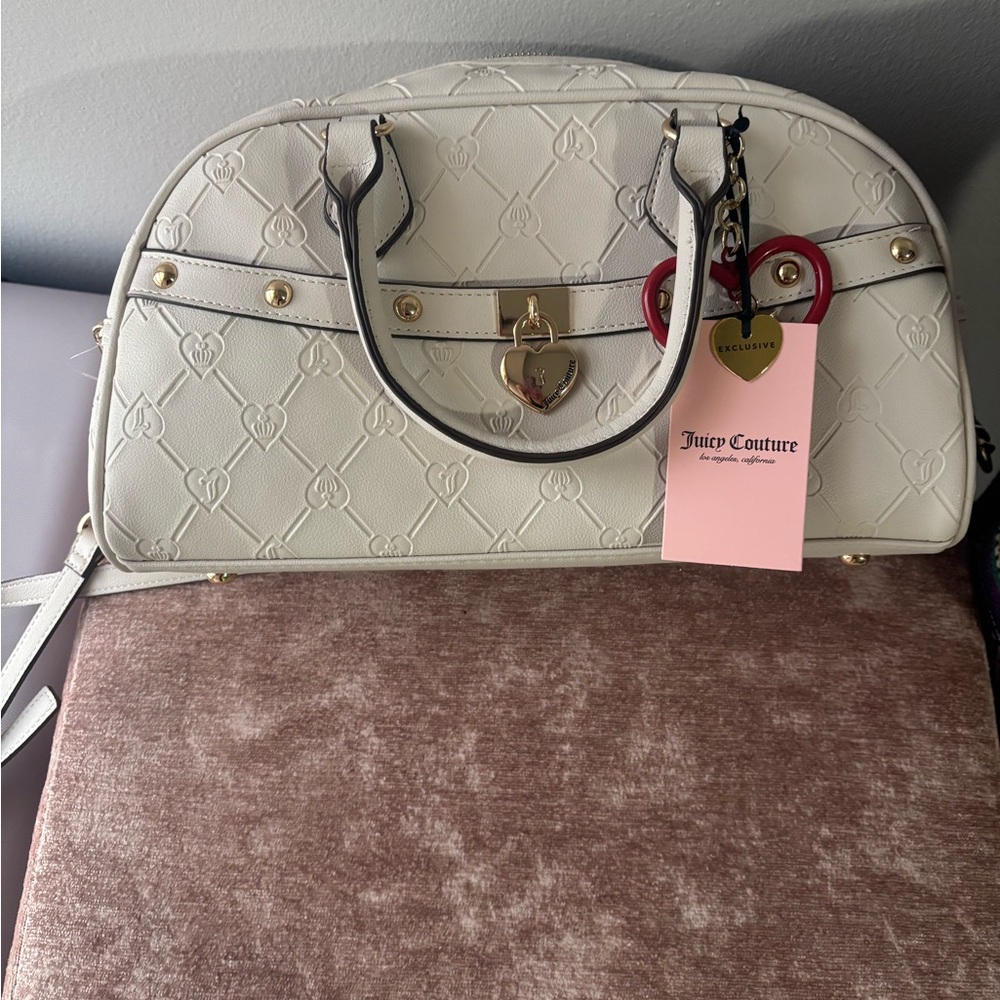Juicy Couture Cream Satchel with Heart Accents